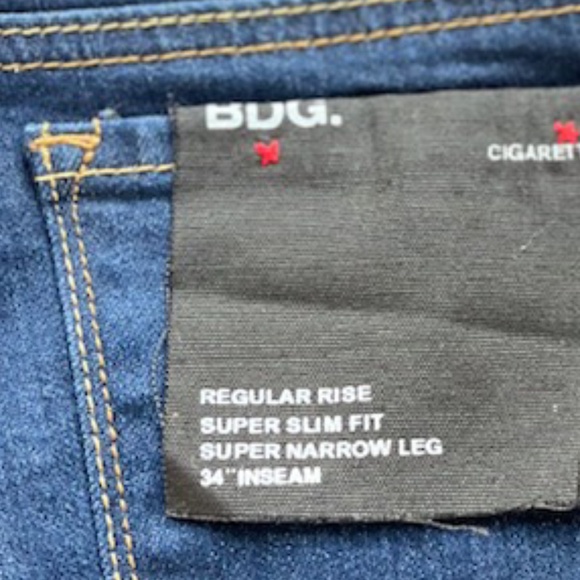 Urban Outfitter BDG Cigarette Jean | Regular Rise | Super Slim Fit | Size 29 NWT - Picture 9 of 11